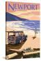 Newport, Oregon - Woody on Beach-Lantern Press-Stretched Canvas