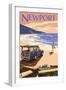 Newport, Oregon - Woody on Beach-Lantern Press-Framed Art Print