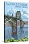 Newport, Oregon - Yaquina Bay Bridge-Lantern Press-Stretched Canvas