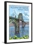 Newport, Oregon - Yaquina Bay Bridge-Lantern Press-Framed Art Print