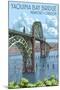 Newport, Oregon - Yaquina Bay Bridge-Lantern Press-Mounted Art Print