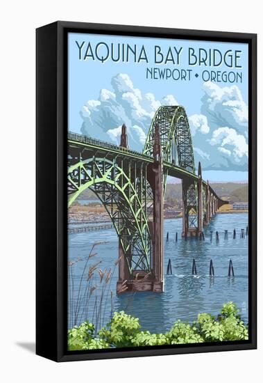 Newport, Oregon - Yaquina Bay Bridge-Lantern Press-Framed Stretched Canvas