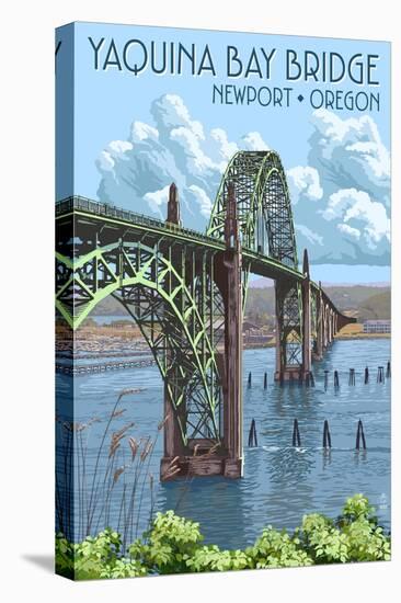 Newport, Oregon - Yaquina Bay Bridge-Lantern Press-Stretched Canvas