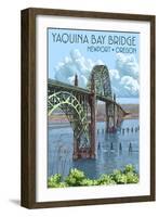 Newport, Oregon - Yaquina Bay Bridge-Lantern Press-Framed Art Print