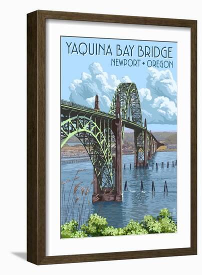 Newport, Oregon - Yaquina Bay Bridge-Lantern Press-Framed Art Print