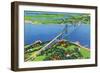 Newport, Rhode Island - Aerial View of the Mount Hope Bridge, c.1935-Lantern Press-Framed Art Print