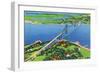 Newport, Rhode Island - Aerial View of the Mount Hope Bridge, c.1935-Lantern Press-Framed Art Print