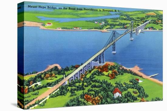 Newport, Rhode Island - Aerial View of the Mount Hope Bridge, c.1935-Lantern Press-Stretched Canvas