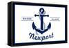 Newport, Rhode Island - Anchor Design (Horizontal)-Lantern Press-Framed Stretched Canvas