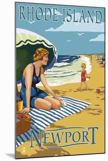 Newport, Rhode Island - Beach Scene-Lantern Press-Mounted Art Print