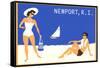 Newport, Rhode Island, Couple on Beach-null-Framed Stretched Canvas