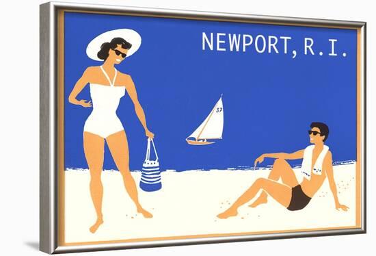 Newport, Rhode Island, Couple on Beach-null-Framed Art Print