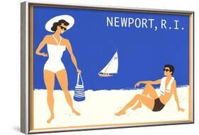 Newport, Rhode Island, Couple on Beach-null-Framed Art Print