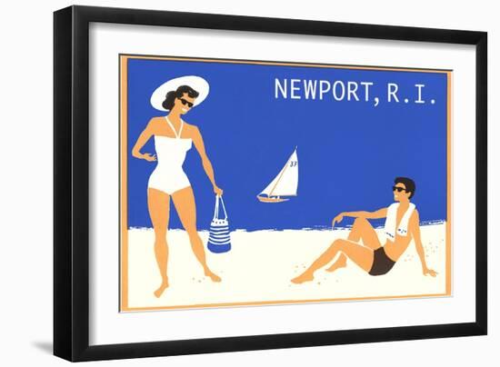 Newport, Rhode Island, Couple on Beach-null-Framed Art Print