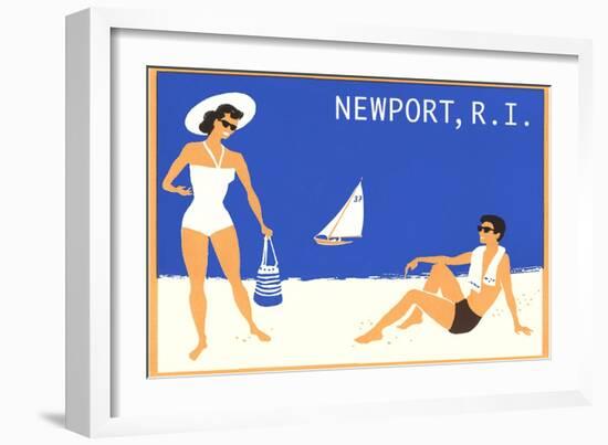 Newport, Rhode Island, Couple on Beach-null-Framed Art Print