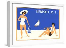 Newport, Rhode Island, Couple on Beach-null-Framed Art Print