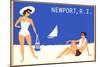 Newport, Rhode Island, Couple on Beach-null-Mounted Art Print