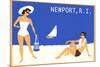 Newport, Rhode Island, Couple on Beach-null-Mounted Premium Giclee Print