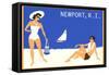 Newport, Rhode Island, Couple on Beach-null-Framed Stretched Canvas
