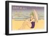 Newport, Rhode Island, Girl on Beach with Parasol-null-Framed Art Print