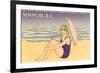Newport, Rhode Island, Girl on Beach with Parasol-null-Framed Premium Giclee Print
