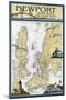 Newport, Rhode Island Nautical Chart-Lantern Press-Mounted Art Print