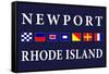 Newport, Rhode Island - Nautical Flags-Lantern Press-Framed Stretched Canvas