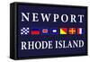 Newport, Rhode Island - Nautical Flags-Lantern Press-Framed Stretched Canvas