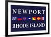 Newport, Rhode Island - Nautical Flags-Lantern Press-Framed Premium Giclee Print