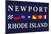 Newport, Rhode Island - Nautical Flags-Lantern Press-Mounted Art Print