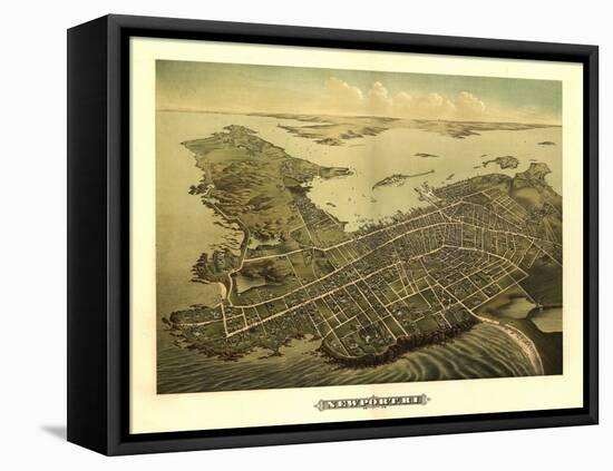 Newport, Rhode Island - Panoramic Map-Lantern Press-Framed Stretched Canvas