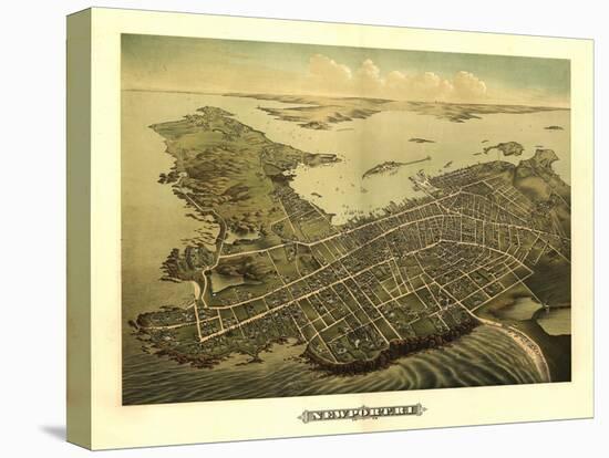 Newport, Rhode Island - Panoramic Map-Lantern Press-Stretched Canvas