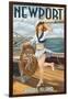 Newport, Rhode Island - Pinup Girl Sailing-Lantern Press-Framed Art Print