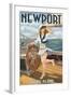 Newport, Rhode Island - Pinup Girl Sailing-Lantern Press-Framed Art Print