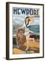 Newport, Rhode Island - Pinup Girl Sailing-Lantern Press-Framed Art Print