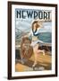 Newport, Rhode Island - Pinup Girl Sailing-Lantern Press-Framed Art Print