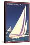 Newport, Rhode Island, Sailboat Graphics-null-Framed Stretched Canvas