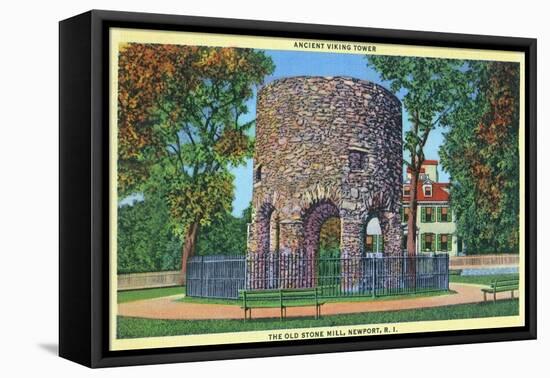 Newport, Rhode Island, View of the Old Stone Mill, Ancient Viking Tower-Lantern Press-Framed Stretched Canvas