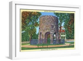 Newport, Rhode Island, View of the Old Stone Mill, Ancient Viking Tower-Lantern Press-Framed Art Print