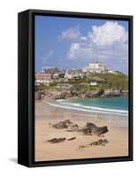 Newquay Beach in Summer, Cornwall, England, United Kingdom, Europe-Neale Clark-Framed Stretched Canvas