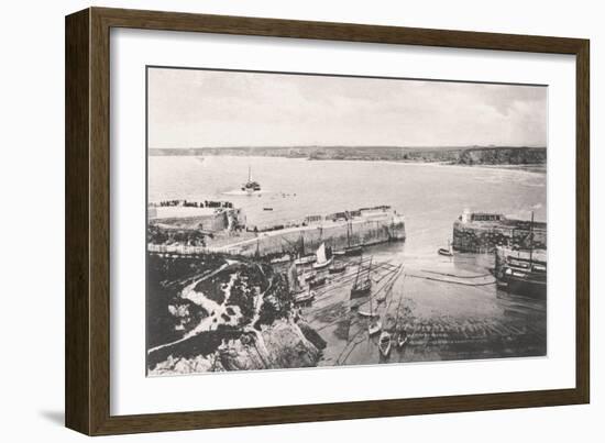 Newquay Harbour, Newquay, Cornwall, 1908-null-Framed Giclee Print