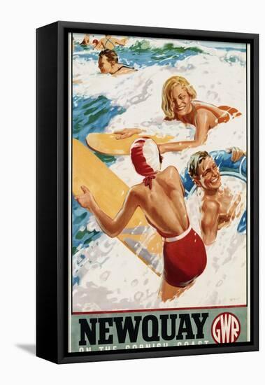 Newquay on the Cornish Coast Poster-Alfred Lambart-Framed Stretched Canvas