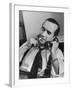 News Commentator, Edward R. Murrow with cigarette in mouth, tie loose, resting in his chair-Lisa Larsen-Framed Premium Photographic Print