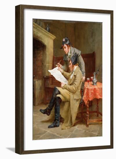 News of the Army, C.1900 (Oil on Panel)-John Arthur Lomax-Framed Giclee Print