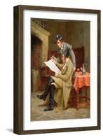 News of the Army, C.1900 (Oil on Panel)-John Arthur Lomax-Framed Giclee Print