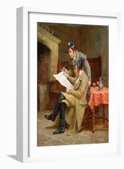 News of the Army, C.1900 (Oil on Panel)-John Arthur Lomax-Framed Giclee Print