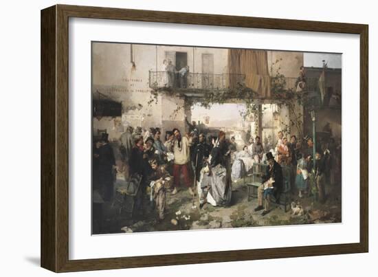 News of the Peace of Villafranca, 1862-Domenico Induno-Framed Giclee Print