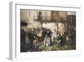 News of the Peace of Villafranca, 1862-Domenico Induno-Framed Giclee Print