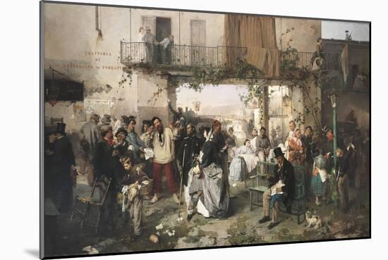 News of the Peace of Villafranca, 1862-Domenico Induno-Mounted Giclee Print