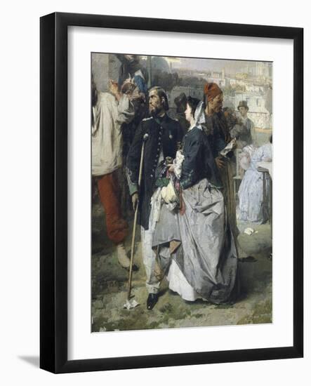 News of the Peace of Villafranca, Detail, 1862-Domenico Induno-Framed Giclee Print